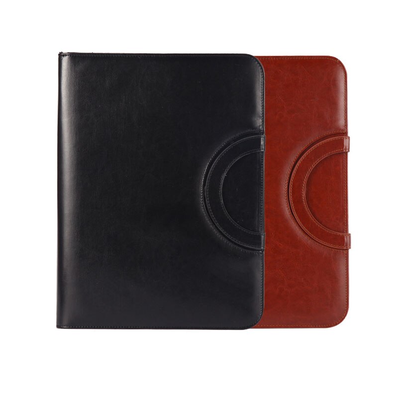 A4 fichario dokumentmapp pärm padfolio portfölj anteckningsbok med miniräknare handtag dragkedja pu läder kontorschef fodral