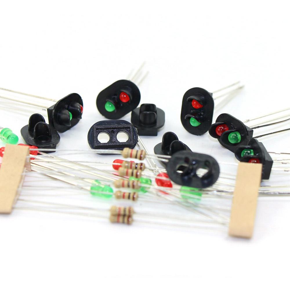 JTD07 10pcs Signal Heads With 3mm 2 LEDs Red Green for Railway Signal HO or OO Scale