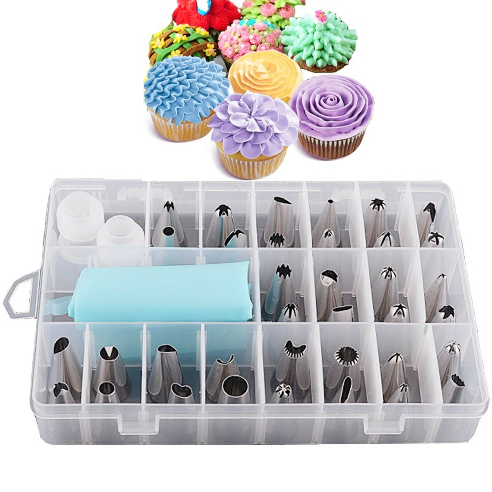 24 Stuks Icing Piping Nozzle Tool Set Box-Cake Cupcake Decorating Sugarcraft