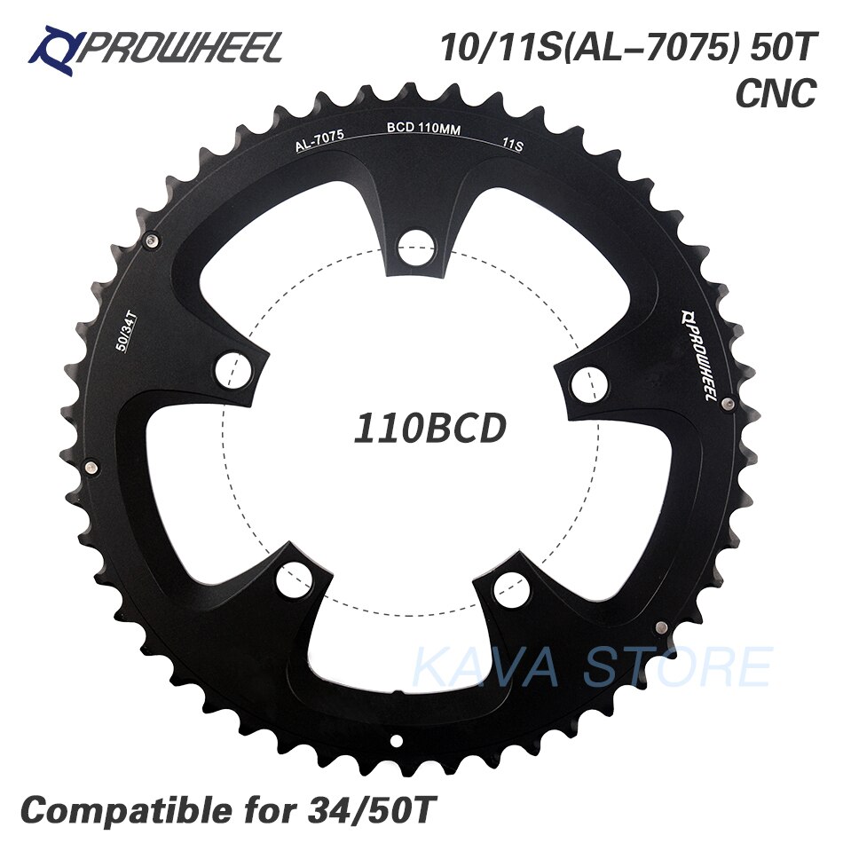 PROWHEEL route vélo plateau 110BCD 130BCD 34/39/50/53T pignon acier/alliage d'aluminium/AL-7075 CNC 8/9/10/11 vitesse chaîne