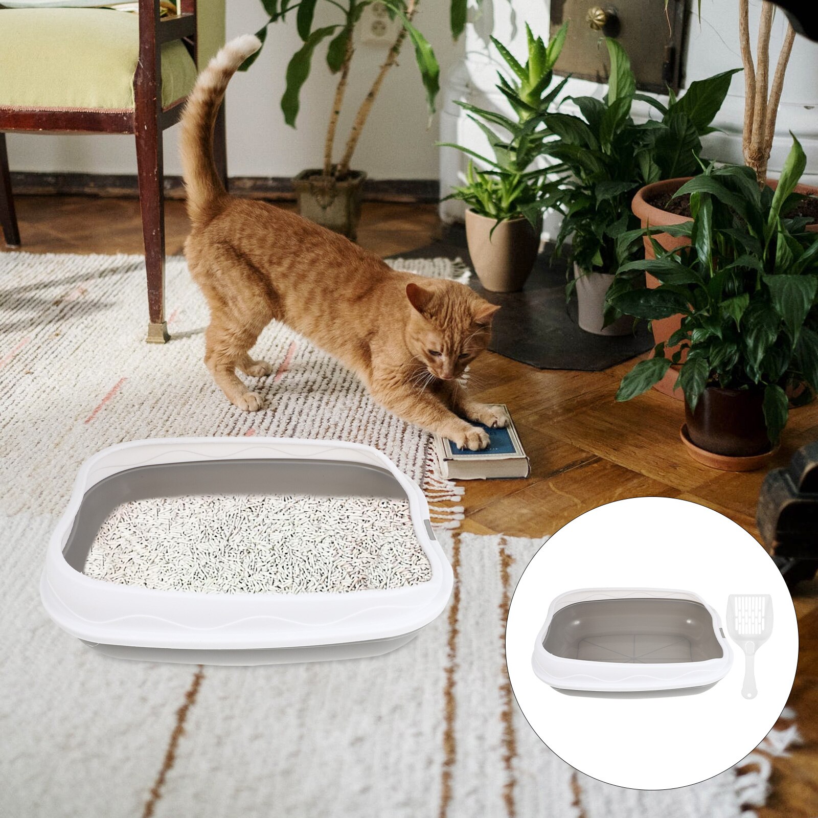 1 Set Pet Wc Anti-Splash Katten Kattenbak Lade Kitten Katten Schoon Toilet Voor Thuis (Grijs)
