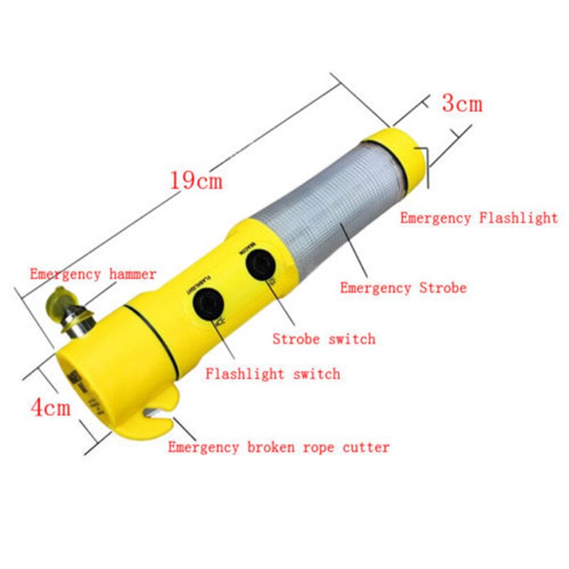 4 in 1 Auto Veiligheid Escape Glas Window Breaker Noodhamer Seat Belt Cutter Tool Zaklamp Sterke Magnetische Auto Accessoires