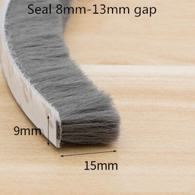 1/5/10M Brush Strip Self Adhesive Wind-proof Home Door Window Sealing Strip Draught Excluder Brush Weather Strip Seal Tape Strip: 9x15mm / 1M