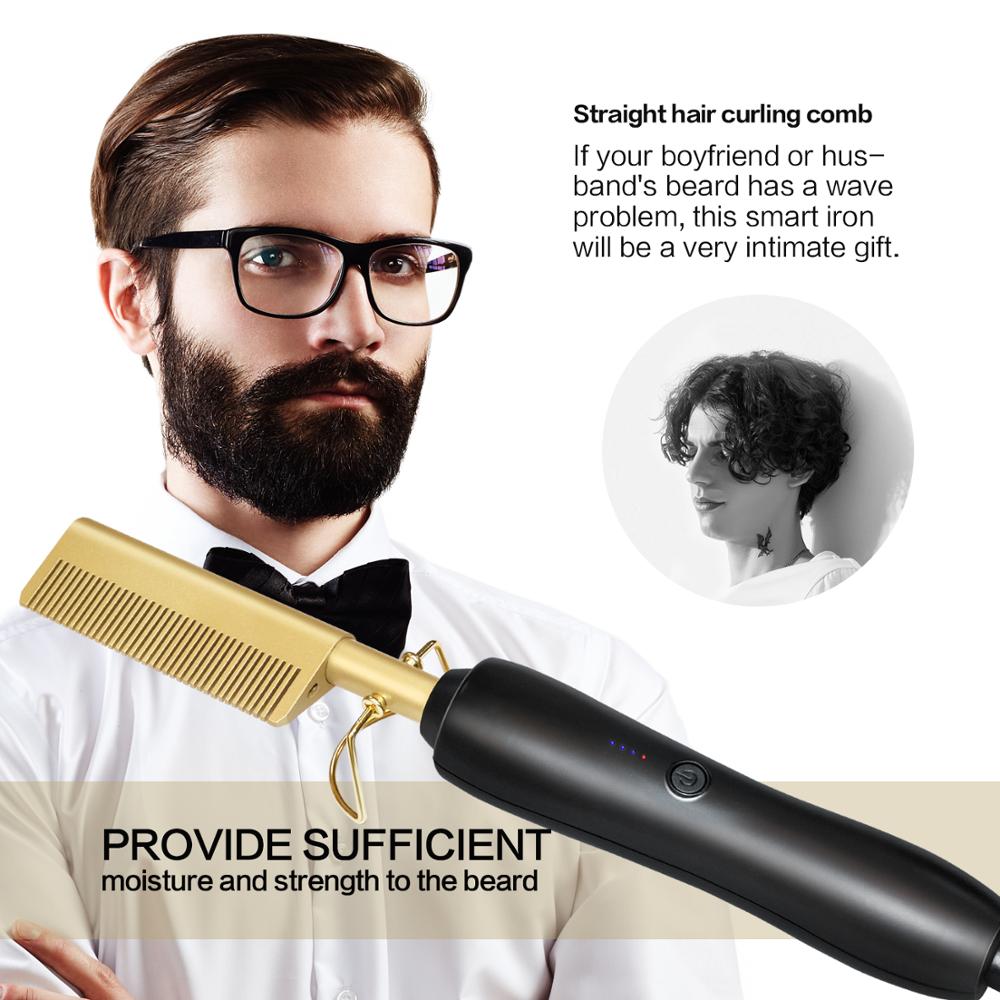UKLISS Hair Straightener Brush Straightening Brush Heating Comb Curling Iron Hair Curler Comb Hair Straight Roll Styler