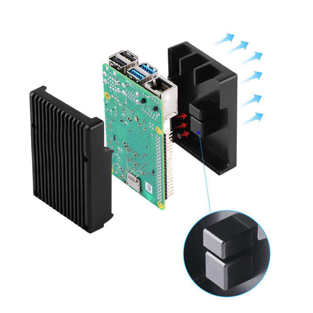 Raspberry Pi 4 Model B Black Dark Gray Aluminum Alloy Case Passive Cooling Shell Metal Enclosure Heat Dissipation for Pi 4