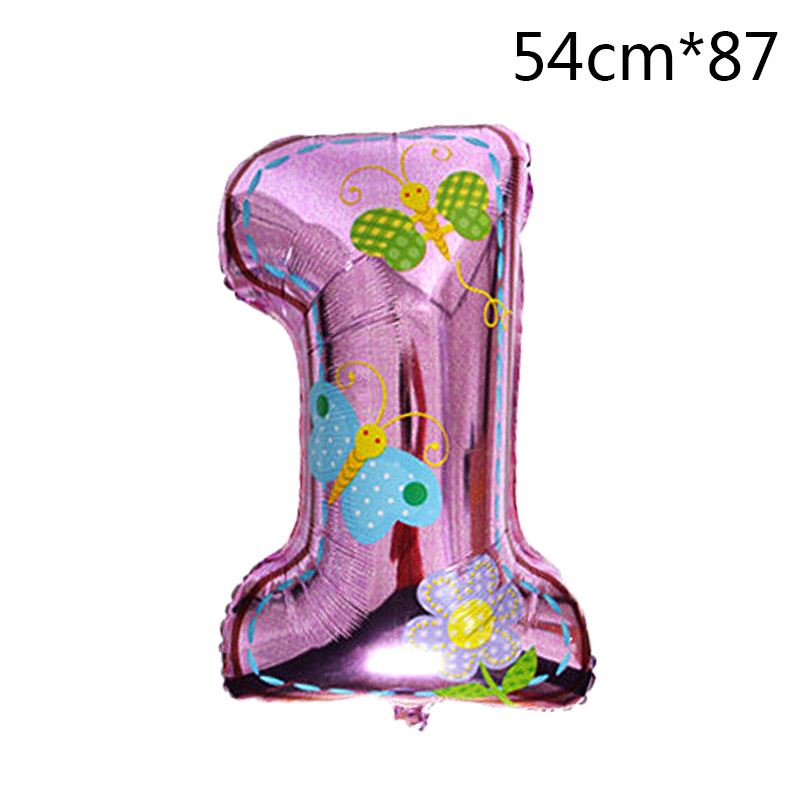 Ballons pour bébé 1 premier anniversaire | Ballon pour fille et garçon de 1 an, ballons avec numéros à feuille d'aluminium, décoration de fête pour enfants, de fête: cartoon pink 1