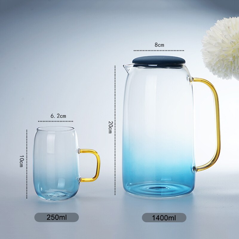 Nylig gradient farge marmor kaldt vann glassflaske høy temperatur motstandsdyktig glassburk kanne fping