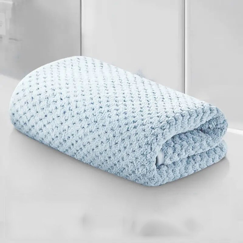 Face Towel Microfiber Super Absorbent Soft Solid Color Skin-friendly Hand Quick Drying Bathroom Shower Hair 35*75cm Towels Adult: light blue