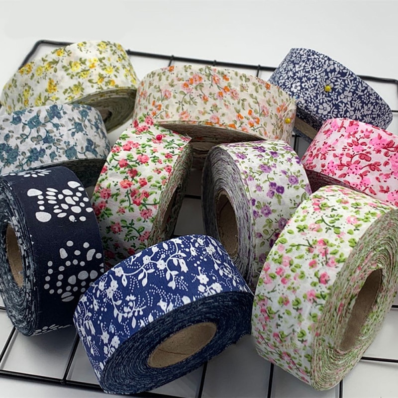 10 yardas de flores impresas algodón gasa telas borde cinta para manualidades de costura hágalo usted mismo diagonal encuadernación tela embalaje Decoración