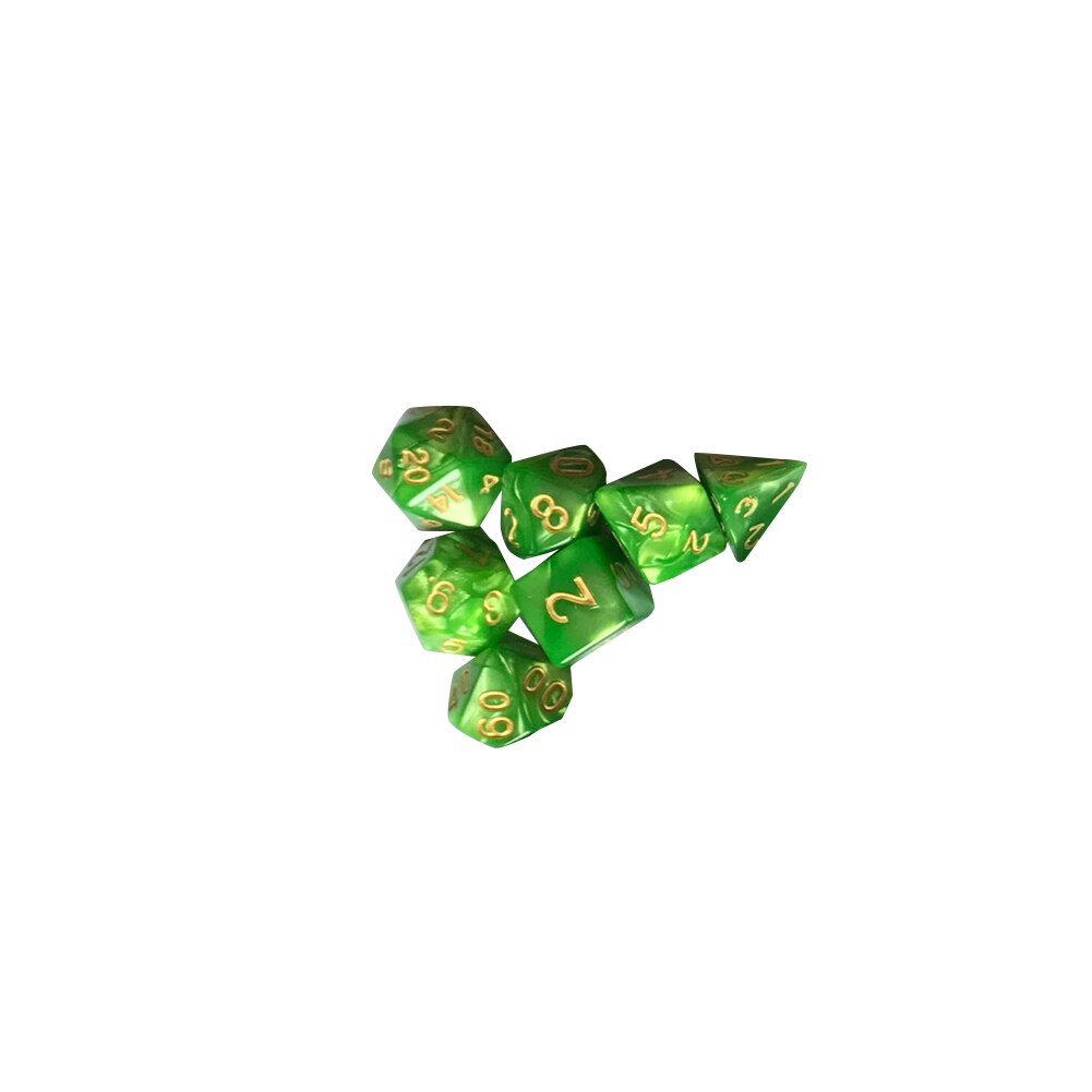 7 pièces/ensemble polyèdre D & D dés avec effet marbré D4 D6 D8 D10 D10 % D12 D20Games dés irréguliers dés pour jeux RPG de table mdn: Vert clair