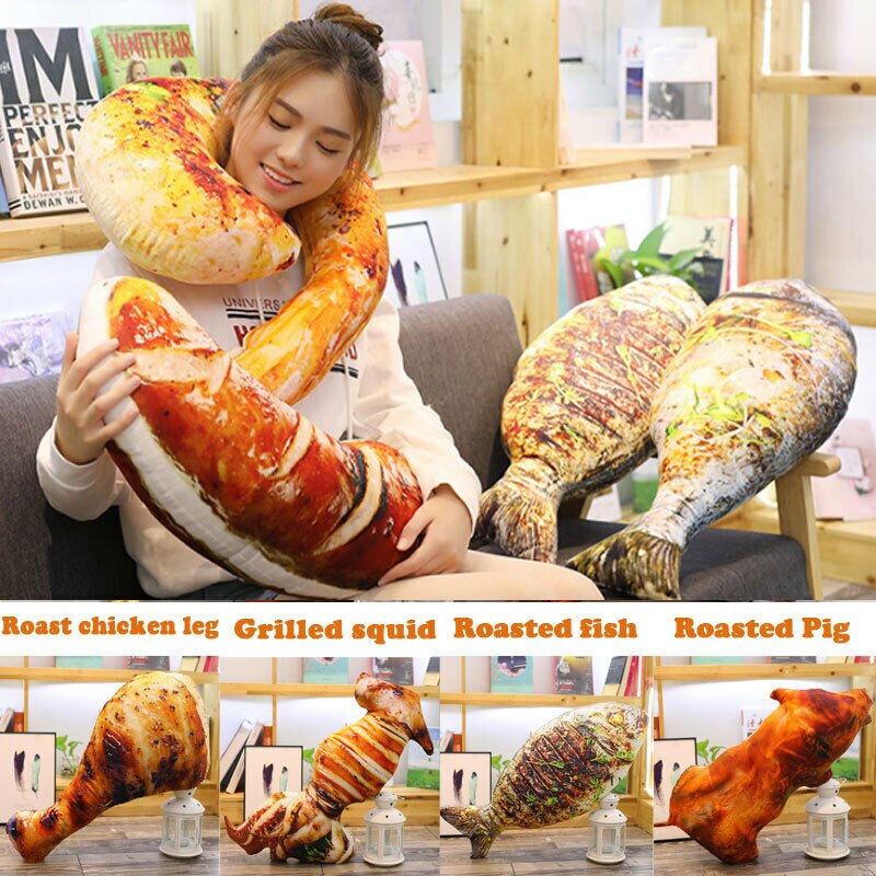 Almohada 3D con forma de comida de imitación, cojines creativos para sofá, decoración del hogar divertida,