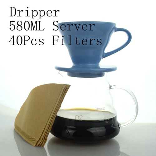 Ecocoffee 1-2 kopjes keramische koffiepercolators  v60 brouwers barista koffiezetapparaat papieren filters koffieserver: Druppelaar set