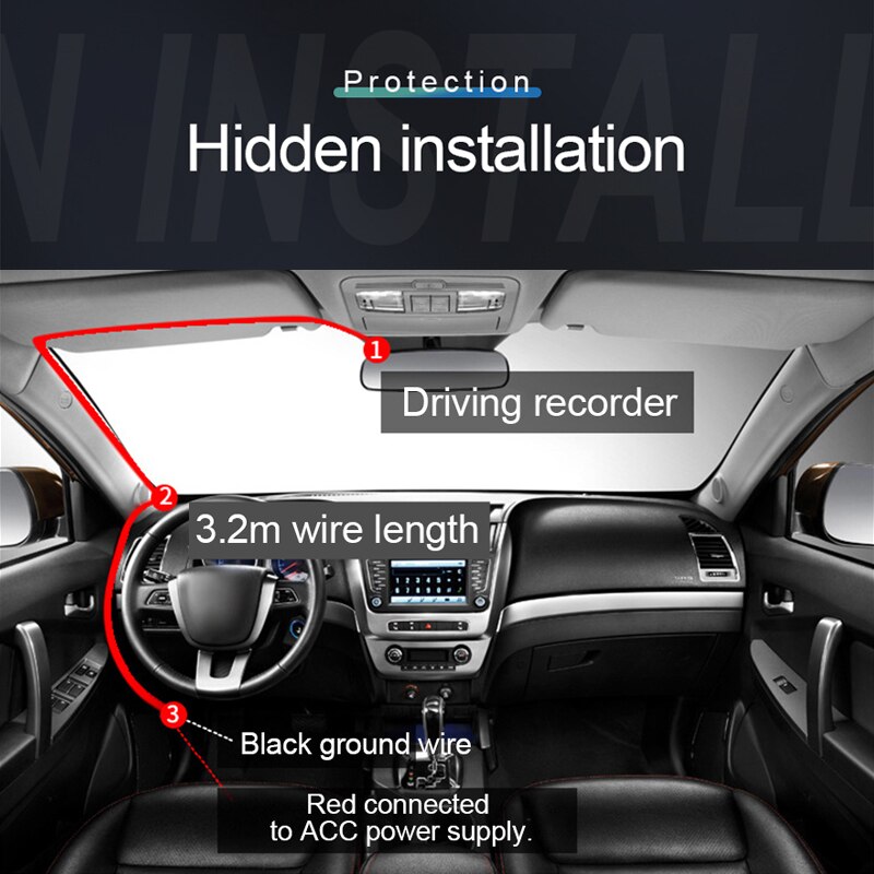 12V zu 5V Bindestrich Nocken Kabel Bock Linie 3,2 Meter Energie Kabel für 24H Parkplatz Monitor Mini-USB/Mikro-USB DVR Ladegerät Ladung Linie