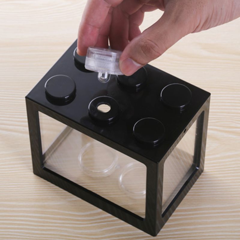 USB Mini Aquarium Aquarium mit LED Lampe Licht Mehrfarbige Kleine Reptil Haustier Kasten Heimat Sekretariat Schreibtisch Dekoration Zubehör C42