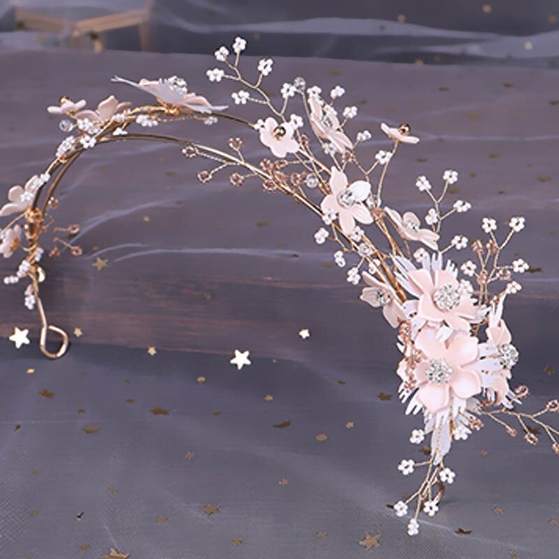 Bridal Wedding Headwear Set Exquisite Bright Crystal Beads Hairband Headband Long Tassels Flower Earrings Women Tiaras