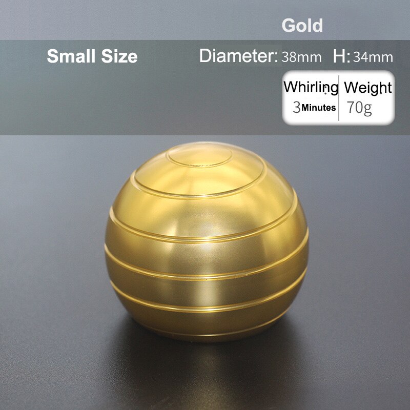 Ball Type Fingertip Gyro Metal Alloy Adult Office Desk Toy Decompression Anxiety Stress Relief Fidget Spinner Sensory Toys: Small Size - Gold