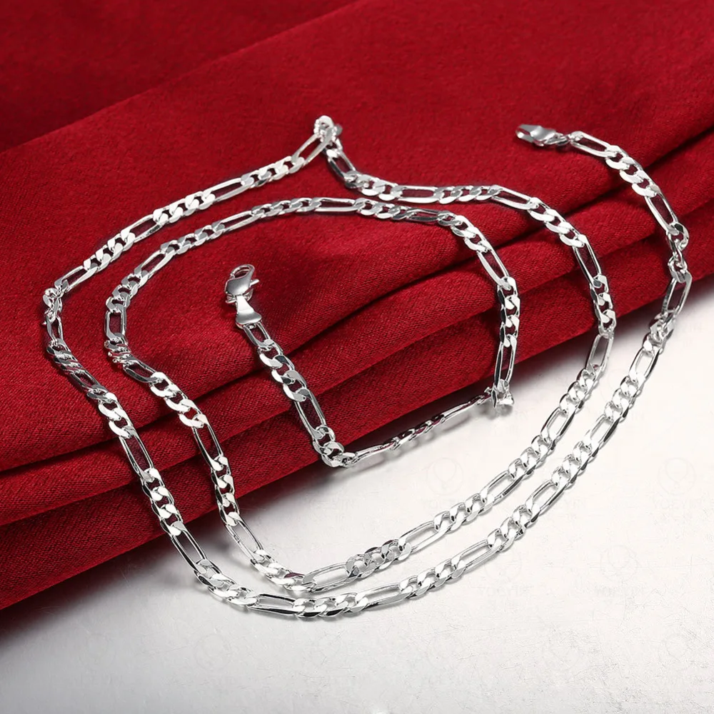 Collier chaîne Figaro en argent 925, 40-75cm, 4mm, Long pour femmes et hommes, bijoux Hip Hop,
