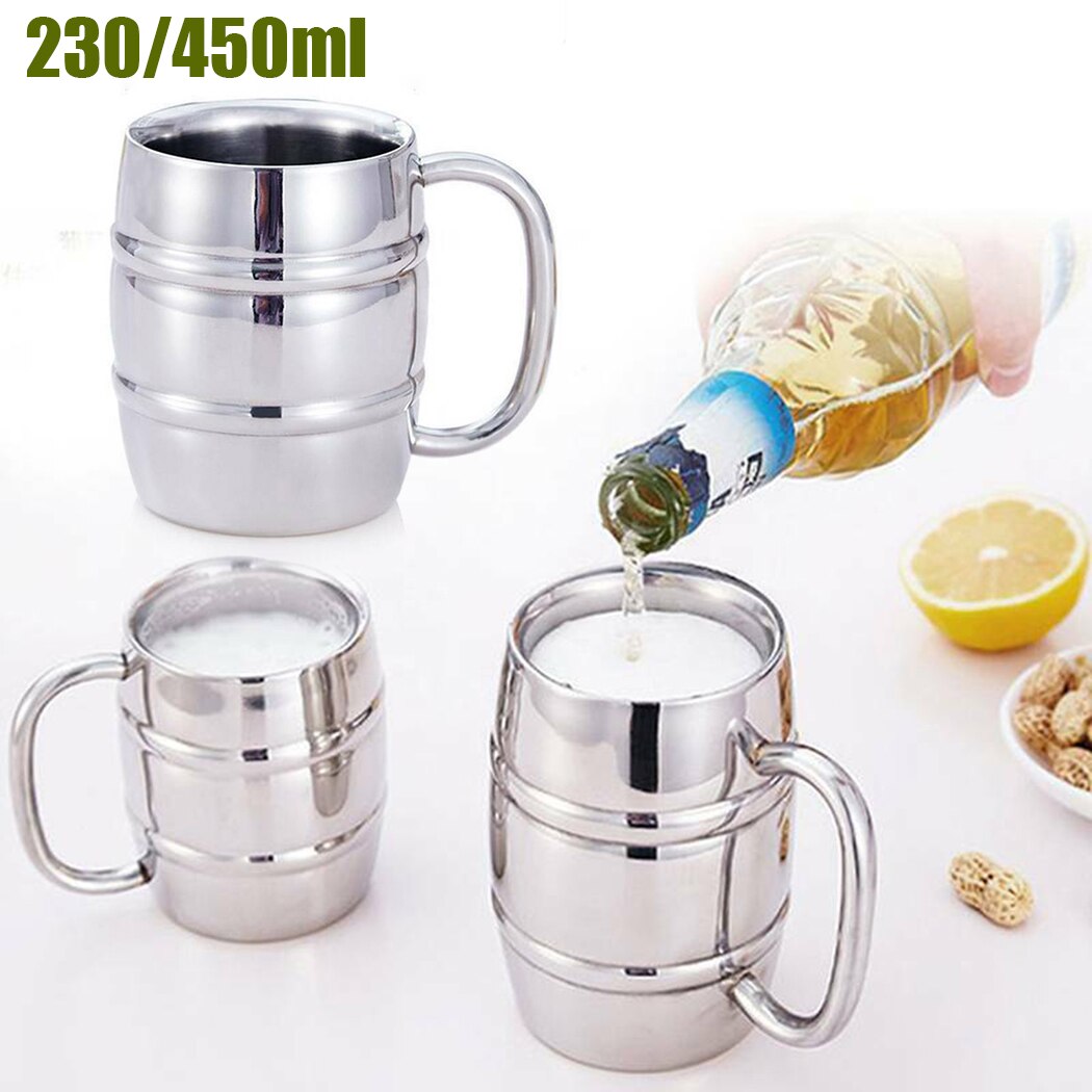 230/450ML Edelstahl Tumbler Glas Trinken Bier Kaffee Wasser Becher Tasse Camping Vakuum-isolierte Unzerbrechlich