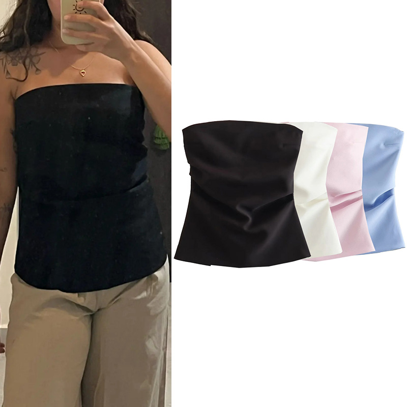Traf off shoulder crop top kvinde ruched backless tube top kvinder sommer korset top kvinde sexet tanktops camis toppe til kvinder