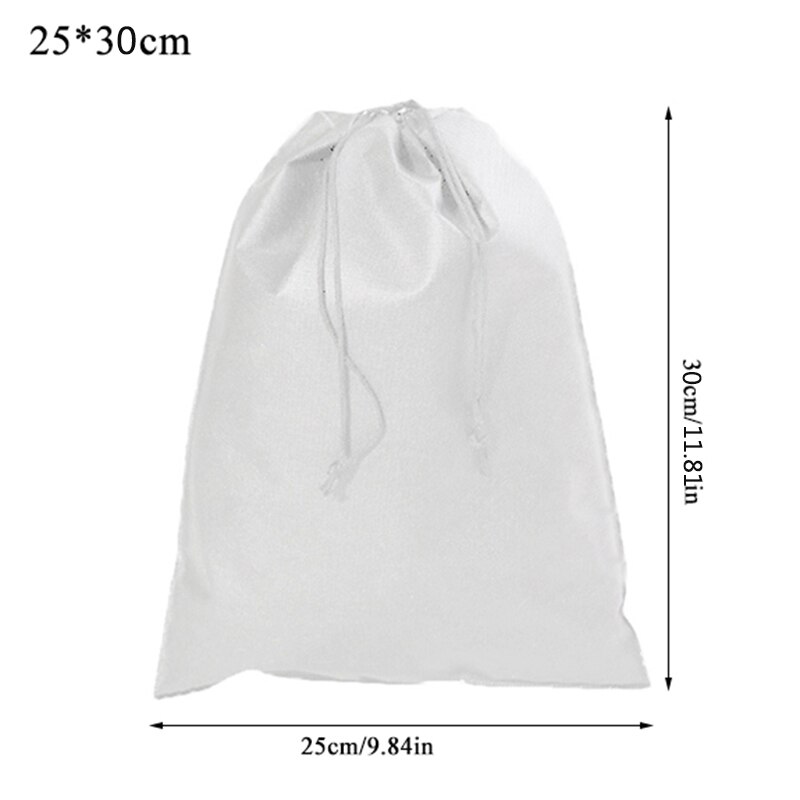 Non-woven Fabrics Drawstring Bag Shoes Travel Portable Organizer Toiletry Bag Case Clothes Backpacks Shopping Bag: white 25x30cm