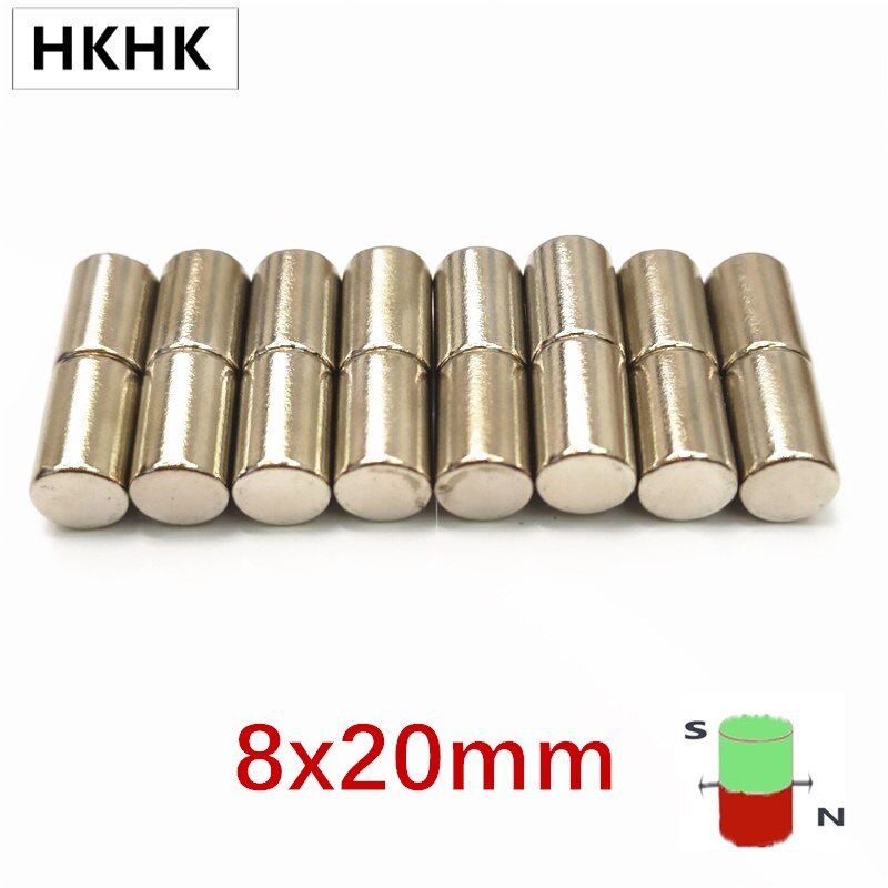 8x20 ímã de neodímio 8mm x 20mm magnético permanente forte super poderoso imanes n35 redondo ndfeb 8x20mm padrão magnético