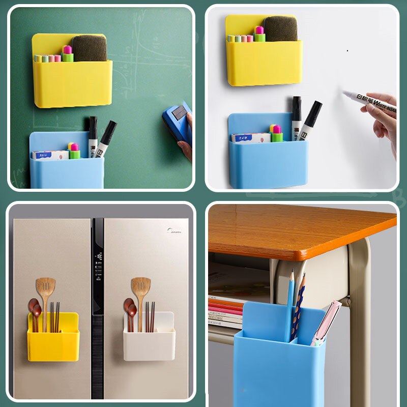 Magnetic Storage Box Whiteboard Marker Pen Holder Storage Box Refrigerator Container Magnet Plastic Office School Supplies