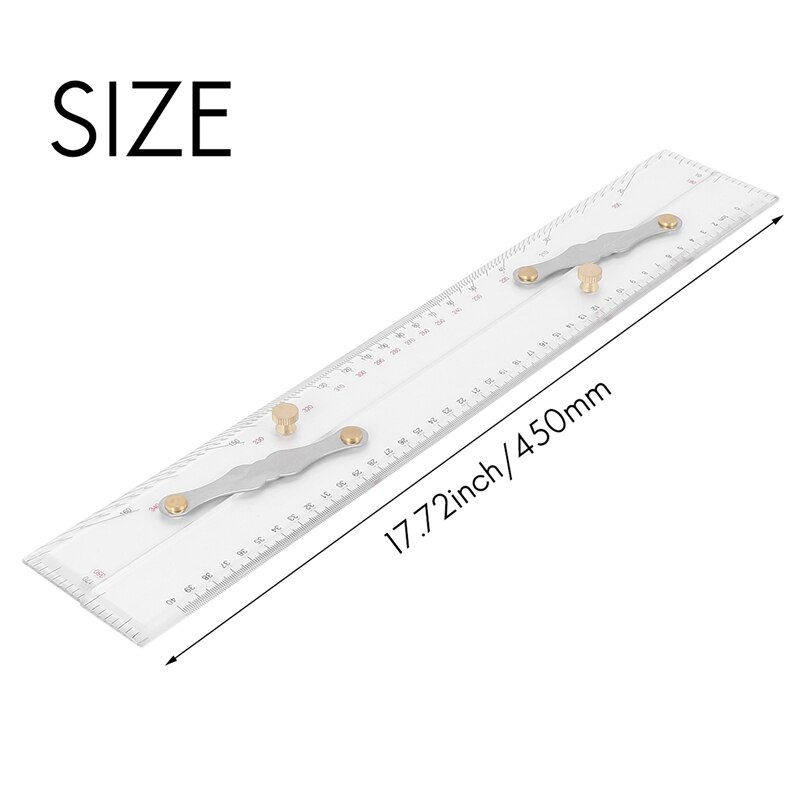 2X Marine Ruler Parallel Ruler Nautical Charts Parallel Ruler Mapping Points to Pull Parallel Ruler 450MM