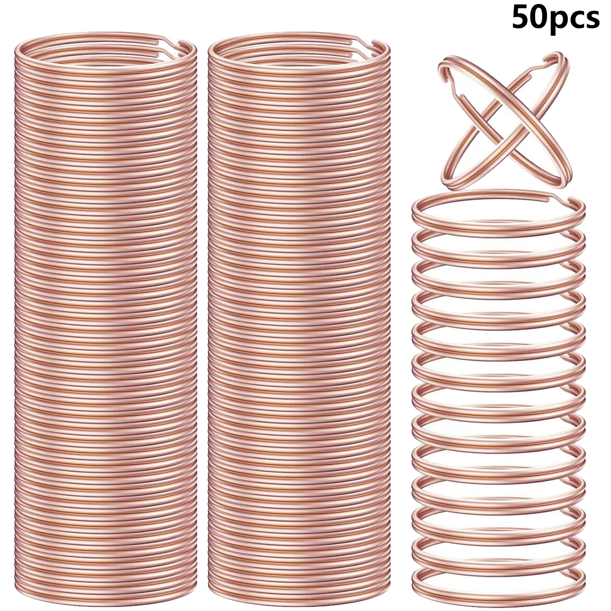 50 STKS Metalen sleutelhanger Afneembare split-sleutelhanger voor thuis, auto, kantoor Sleutelaccessoires DIY Craft Making Kit (25 mm): Rose Goud
