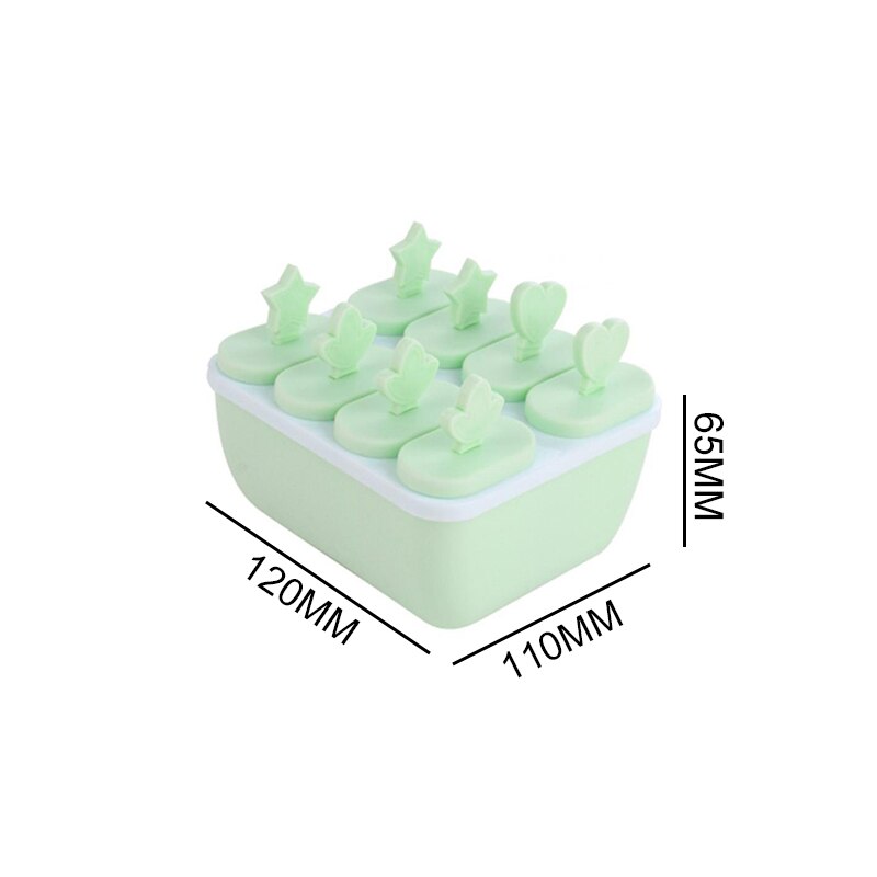8 Cell Kitchen Ice Cube Molds Reusable Popsicle Maker DIY Ice Cream Tools Kitchen 6/8 Cell Lolly Mould Tray Bar Tools: square green
