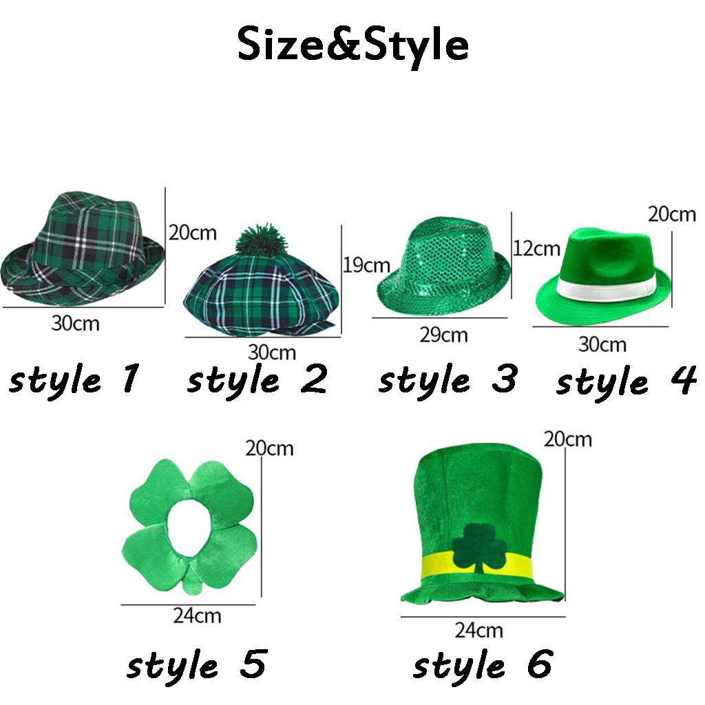Oversized Green Shamrock Saint Patricks Day Leprechaun Hat White Striped Clover Irish Velvet Top Cap Cosplay Costume