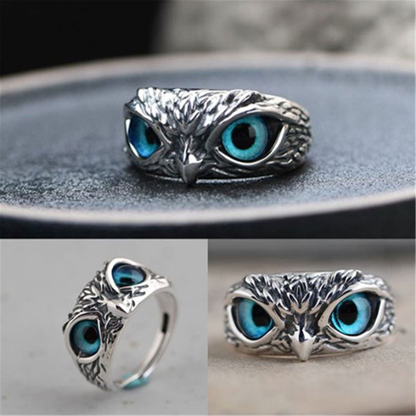 Vintage Demon Eye Uil Ring Voor Vrouwen Meisje Liefhebbers Retro Dier Open Verstelbare Ring Verklaring Ring Sieraden