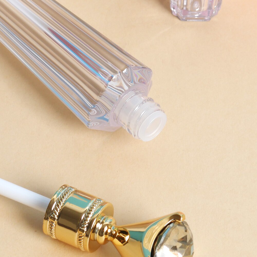 Stor diamant lipgloss tube tom gjennomsiktig pe plast leppestift miniprøve gjenbrukbar kosmetisk prøvebeholder