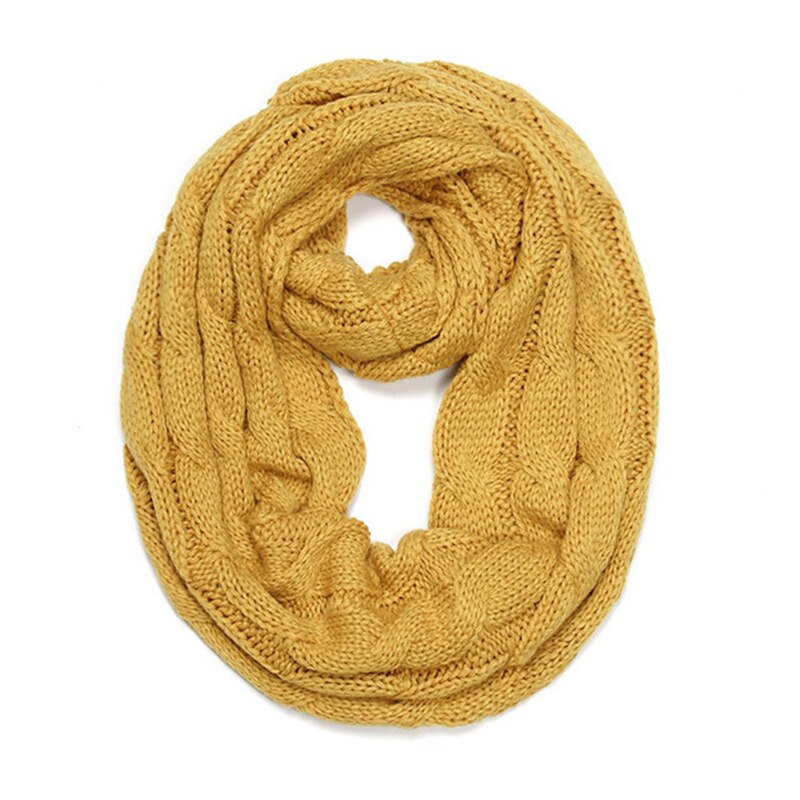 Winter Cable Ring Scarf Women Knitting Infinity Scarves Knitted Warm Neck Circle Scarf Cowl Neck Long Scarf Shawl
