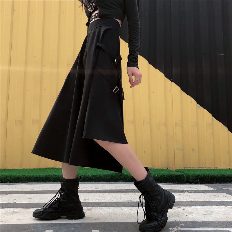 Japansk stil gotisk kimono retro gotisk punk kvinner menn høy midje svart lange bukser årgang harajuku kult streetwear: Svart / Xl