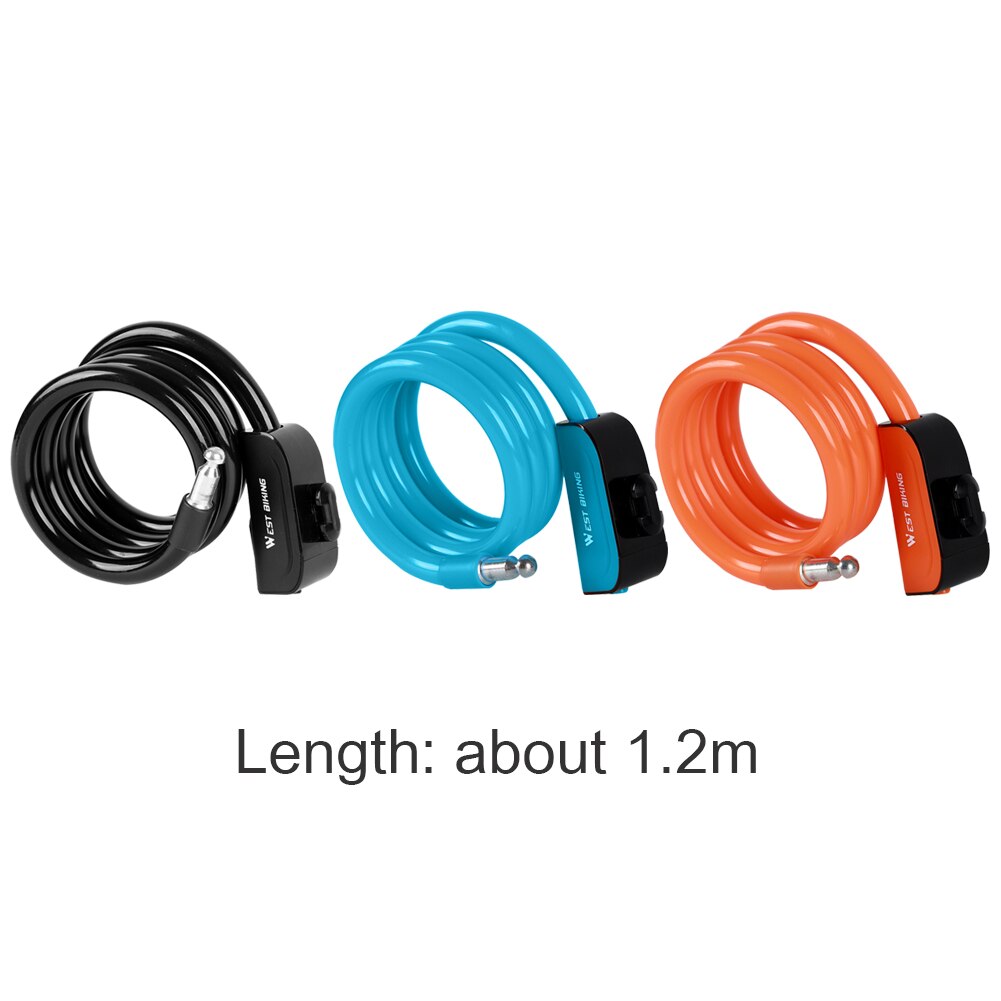 Candado para bicicleta MTB, seguridad antirrobo de 1,2 m, candados para cables de acero para bicicletas, elementos de reparación antiresistencia para exteriores para ciclismo occidental