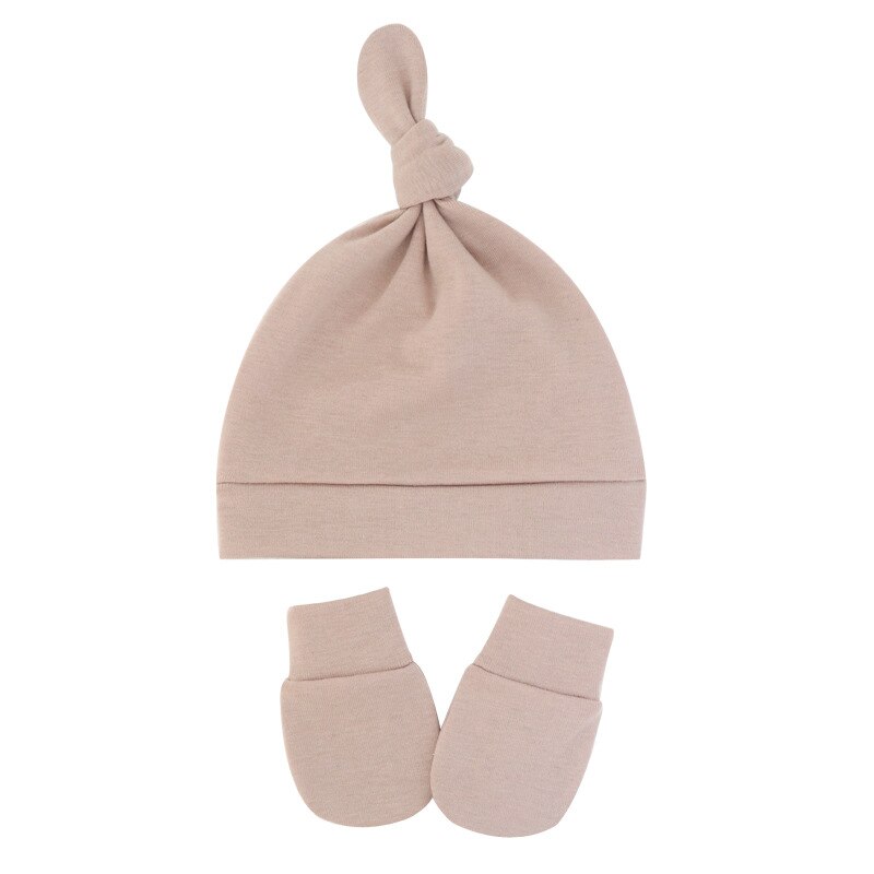 Chapeau de -né avec gants, Bonnet en coton, pour filles et garçons, accessoires pour nourrissons et tout-petits: 12
