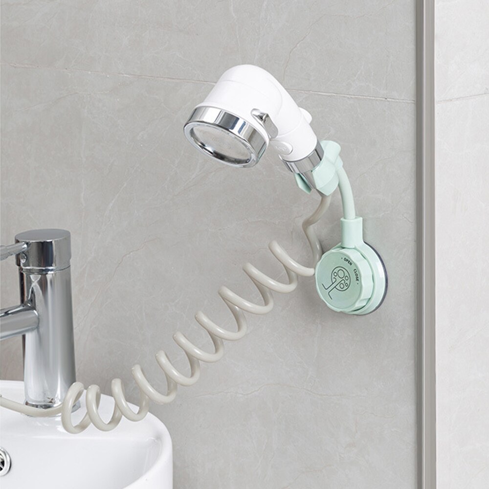 Universal Adjustable Shower Fixed Base Shower Bracket Black Technology Wall Suction ABS Shower Bracket Bathroom Accessories