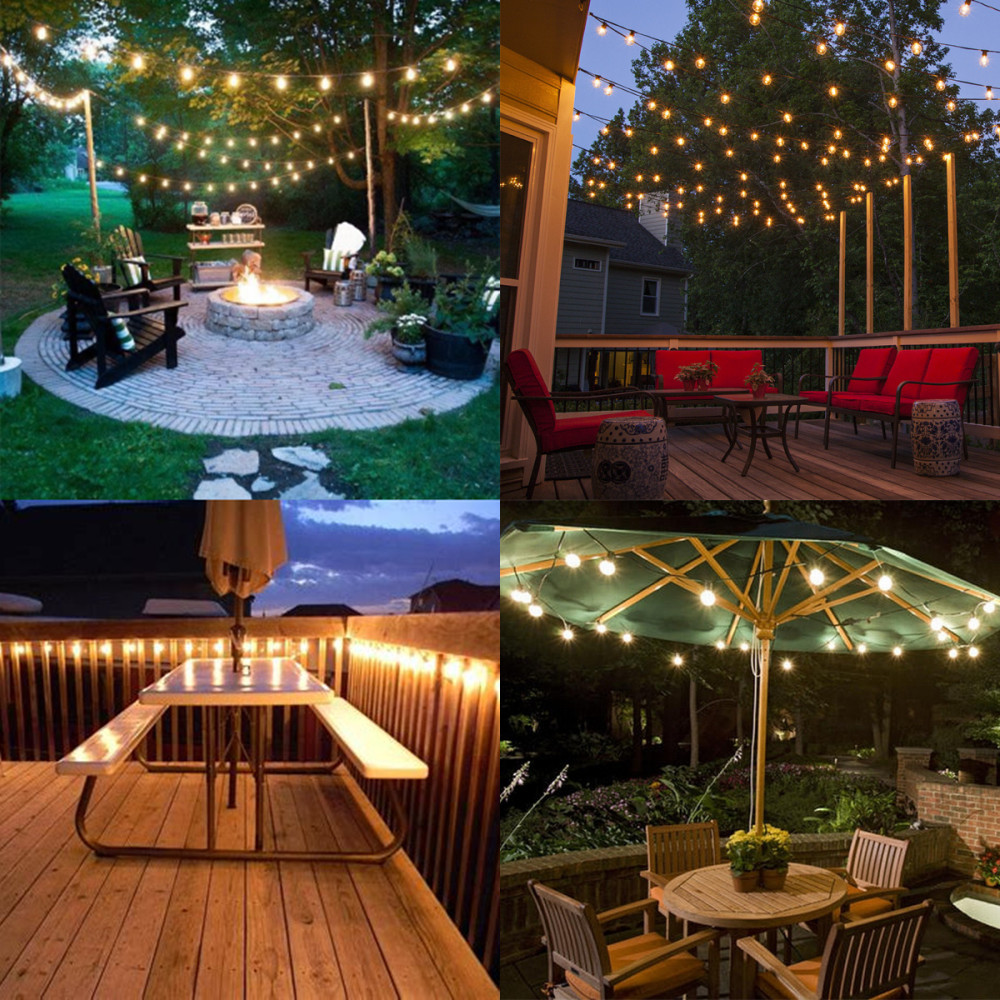 10M Outdoor Festoen Fairy LED Globe String Light voor Kerstfeest Tuin Decoratieve Garland Lamp Straat Patio Achtertuin