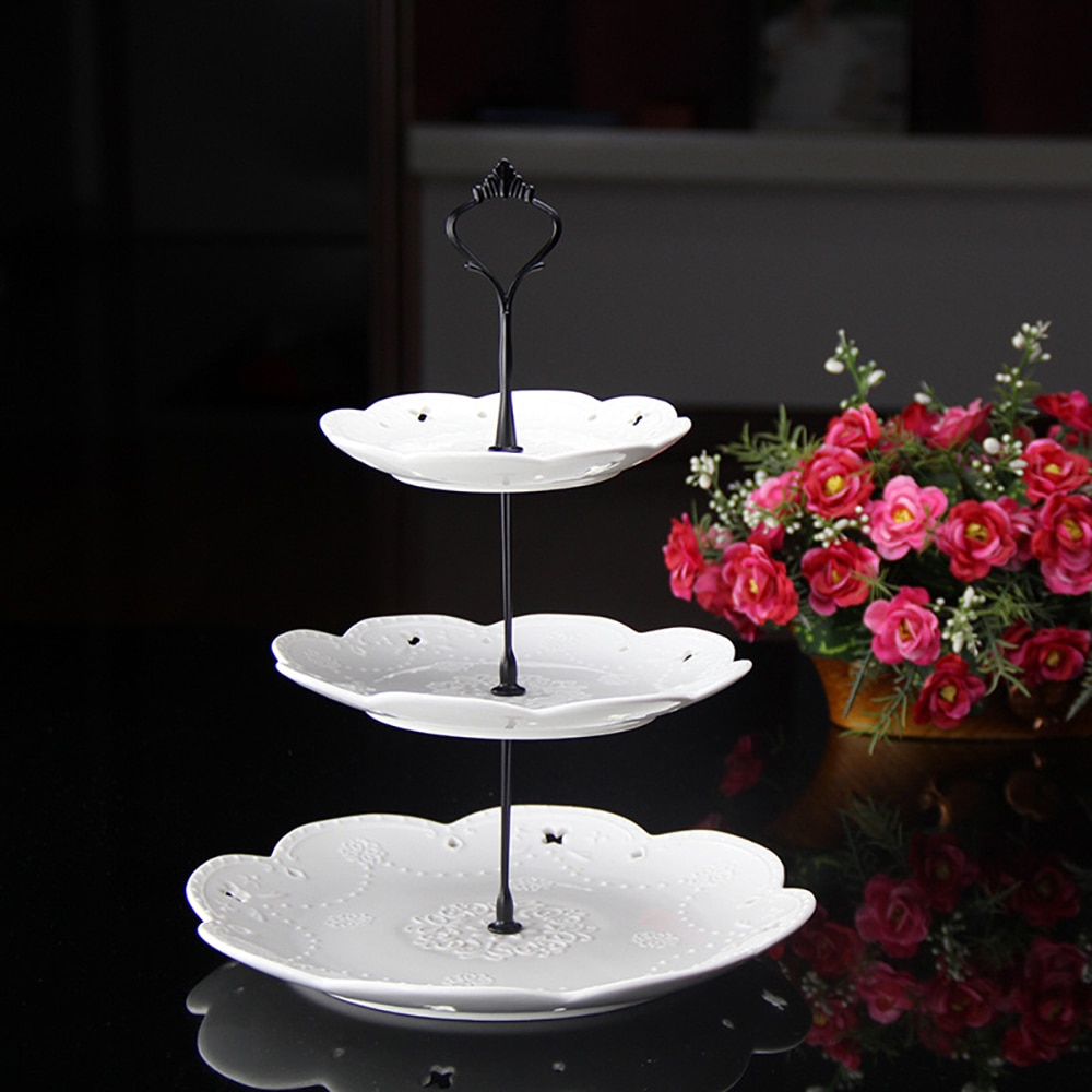Soporte de platos para pasteles, bandeja para Cupcake, accesorios con asa de 3 niveles, herramientas para pastel