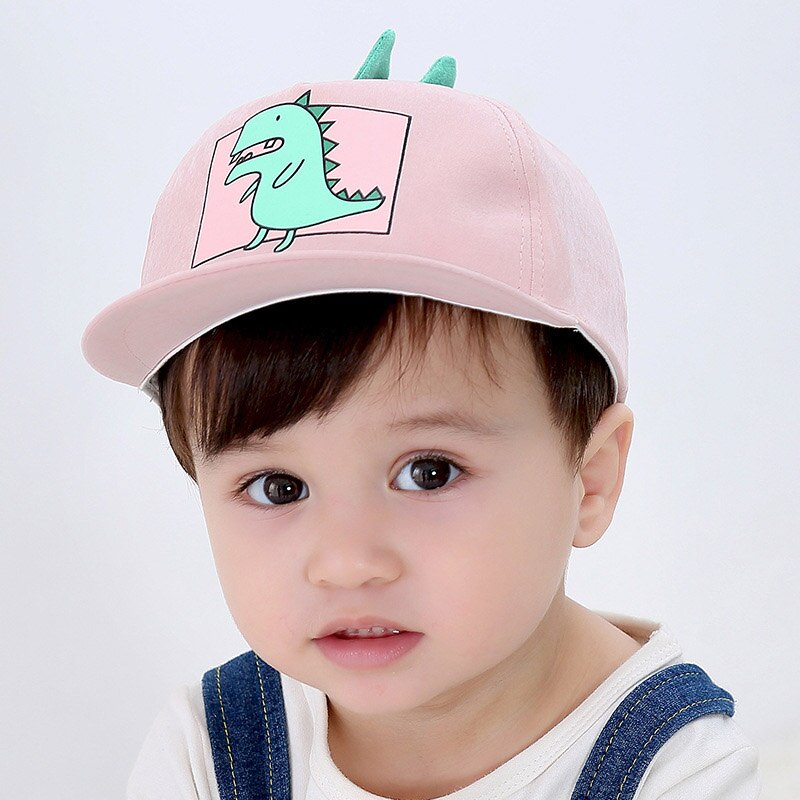 Spring Summer Baby Hat Cartoon Dinosaur Kids Boys Baseball Cap Casual Outdoor Children Snapback Hat: pink  style 1