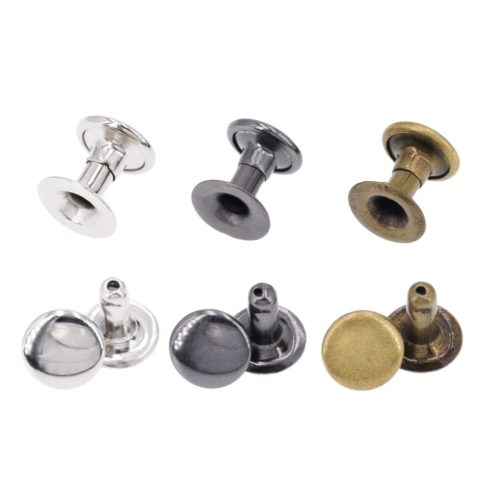 100 8*10mm antieke messing enkelvoudige ronde snelklinknagels punk rock leerbewerking klinknagels