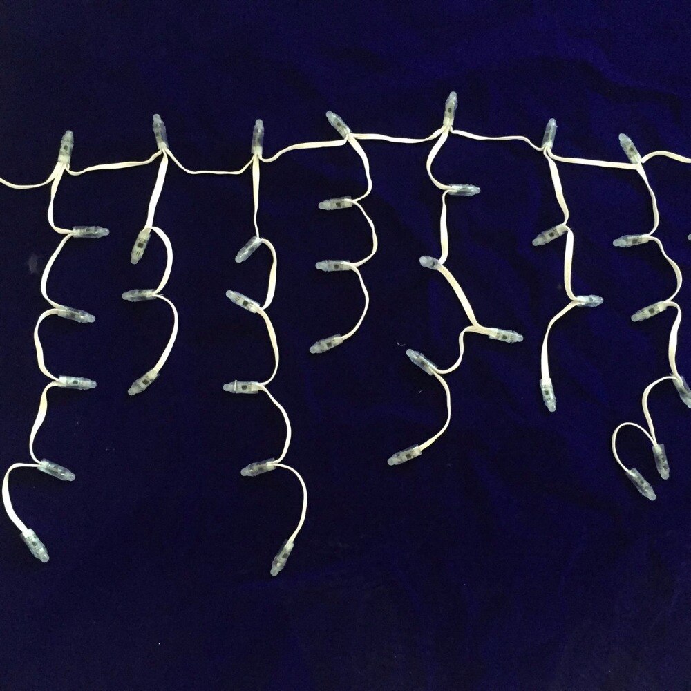 Guirlande de glaçons adressables IP68, 120 nœuds/ensemble, LED pleine couleur, DC12V WS2811 contrôlé, tout fil blanc, 646464...6464