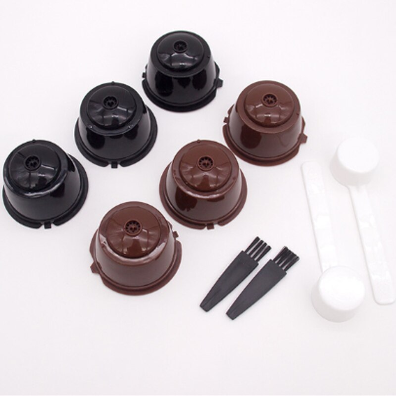 6 pièces adaptées pour Dolce Gusto café filtre tasse réutilisable café Capsule filtres pour Nespresso avec cuillère brosse outils de cuisine: 6pcs-mix3