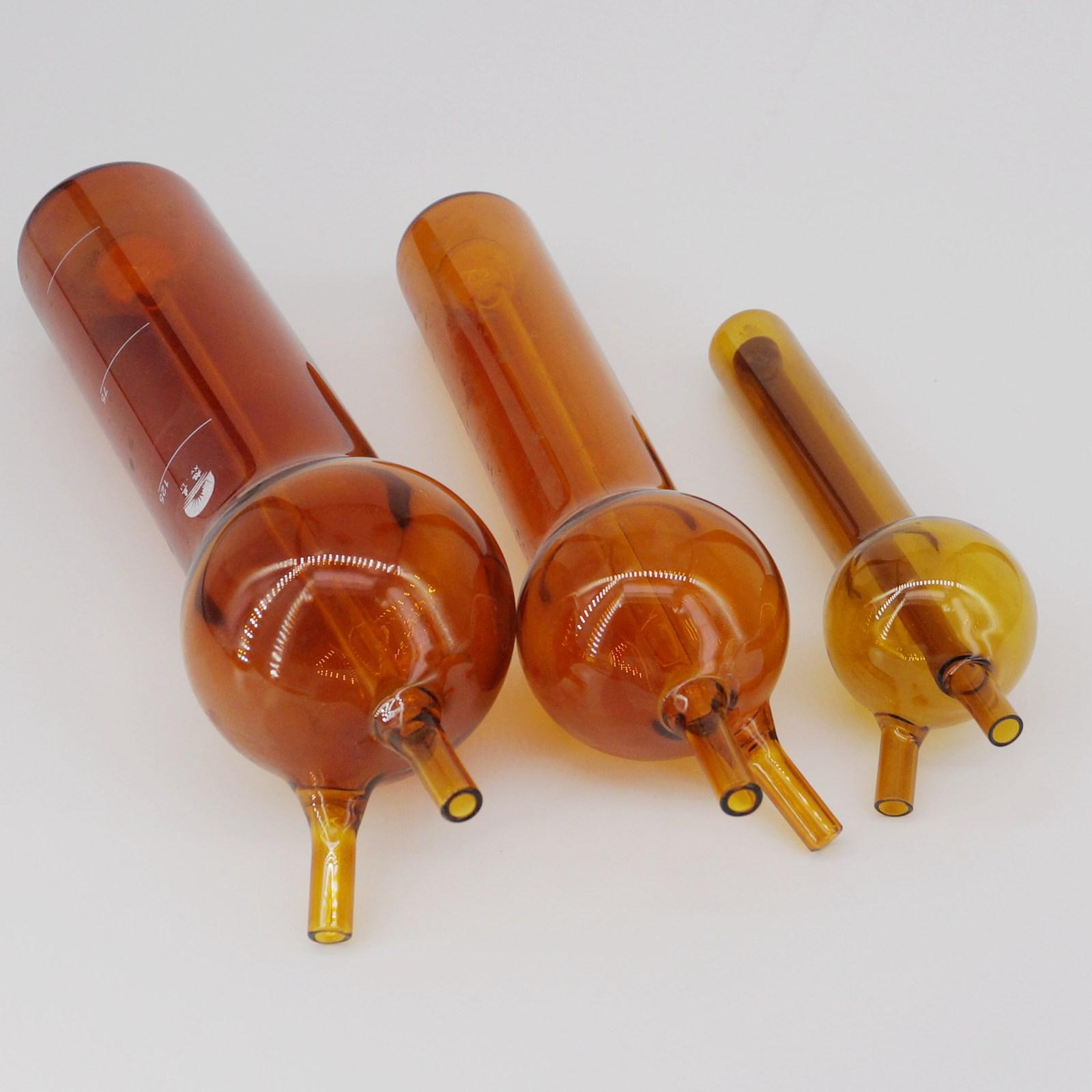 Tubo absorbente de dióxido de azufre marrón, aparato de laboratorio de química, 10ml, 25ml, 50ml, 75ml, 125ml