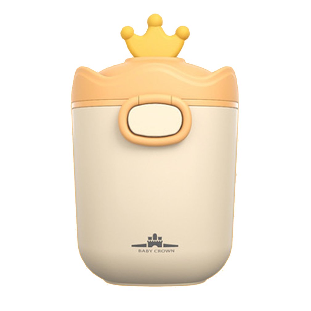 Portable Kids Food Storage Box BPA Free Formula Dispenser Cartoon Infant Milk Powder Box Toddler Snacks Container: L yellow