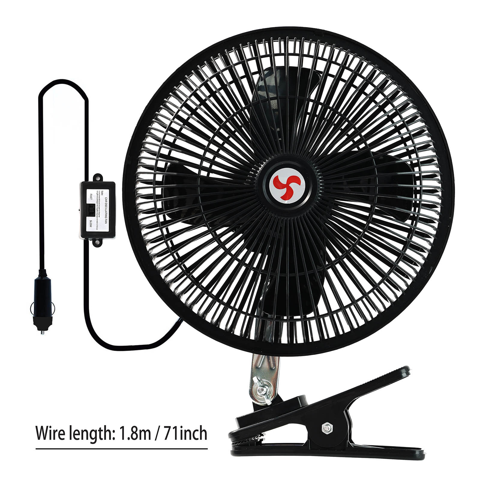 24V 8 ''Zomer Draagbare Draaibare Auto Vrachtwagen Koeling Oscillerende Ventilator Plafond Reizen Verstelbare Clip Op Auto Elektrische Koeler 8 INCH