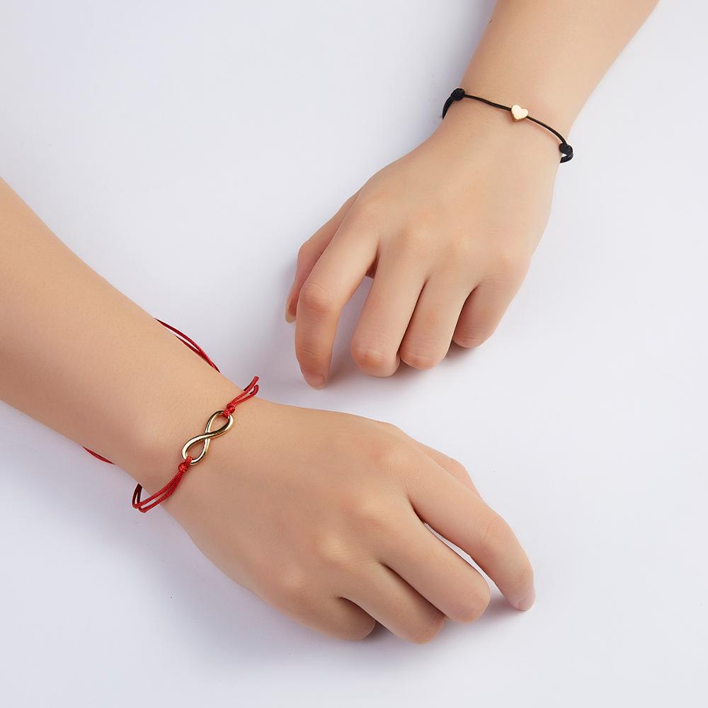 Red Black Rope Chain Combination Bracelet With Card Love Resin Blue Eye Pendant Bracelet Couple Friend Adjustable Bracelet