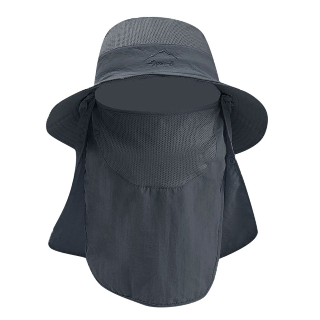 Summer Outdoor Sun Hat Protection Bucket Boonie Cap Solid Adjustable Fishing Hat: Dark Grey