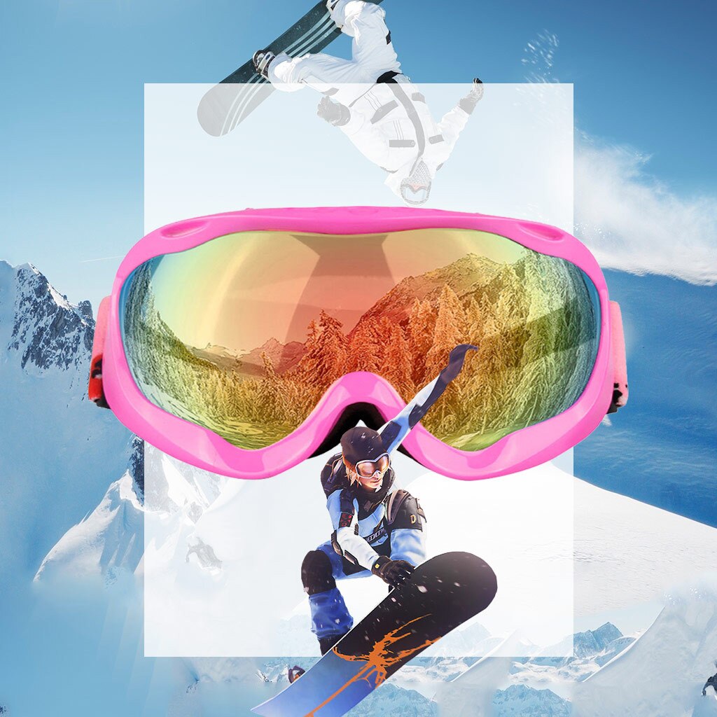 ski goggles double layers lens anti-fog anti-UV Large frame ski glasses skiing snowboard Mens snow goggles: E