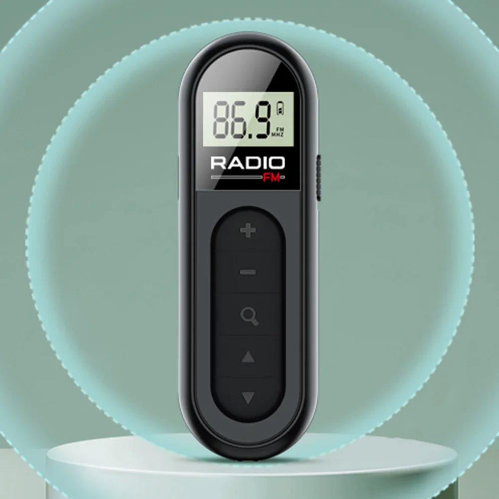 Mini Pocket FM Radio 76-108MHZ Portable Radio Receiver with Backlight LCD Display Walkman Radio for Meeting Sports Tourist Guide